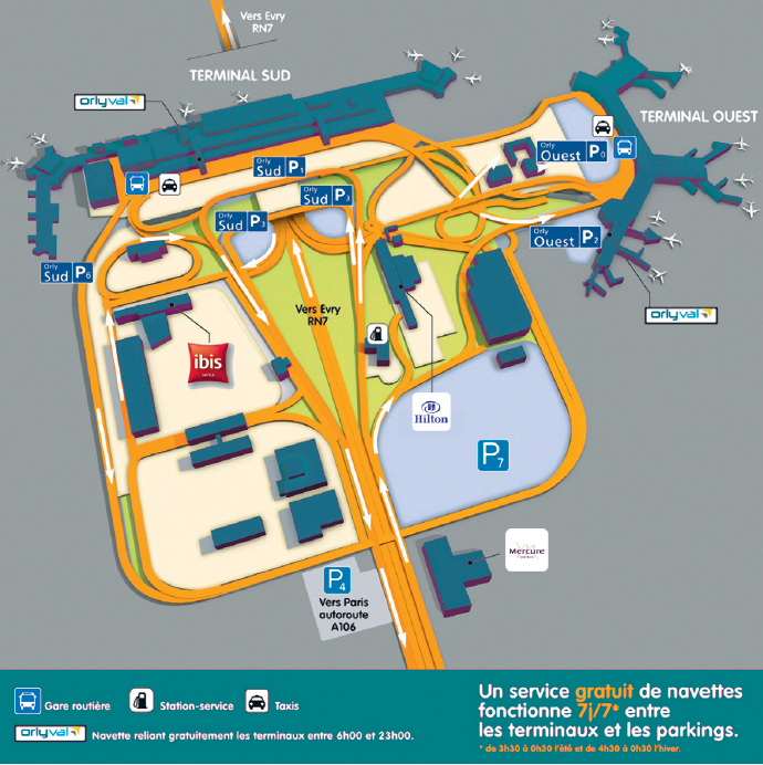 Plano del aeropuerto París Orly