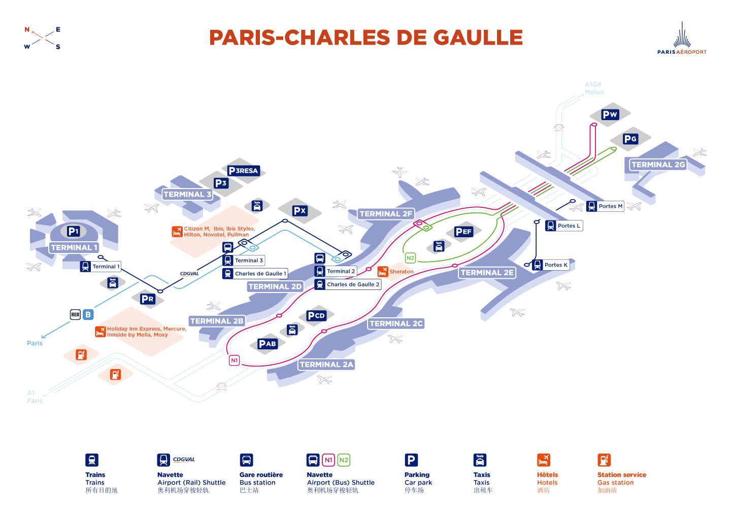 Paris Cdg Terminal Map Terminals' Map Of Paris-Charles De Gaulle Airport - Paris-Aéroport
