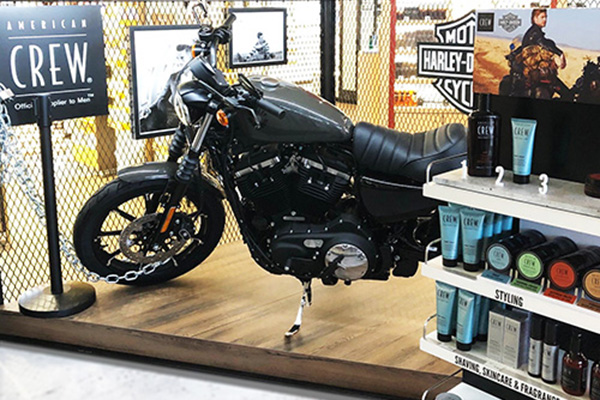 Win a Harley Davidson motorcycle at the American Crew barber corner Win a Harley Davidson motorcycle at the American Crew barber corner